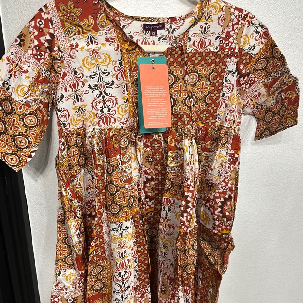 Patchwork Floral Dress in Warm Tones